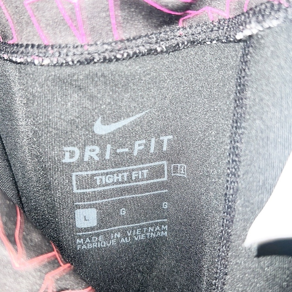 Nike Black Colorful Letter Girls Dri-Fit Tight Fit Colorblock Spell Out Leggings - Picture 8 of 11